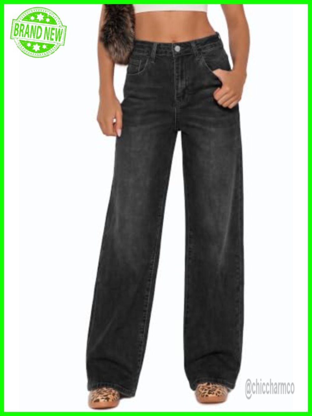 Wide Leg High Waisted Stretchy Jeans Cotton Blend Denim Pants